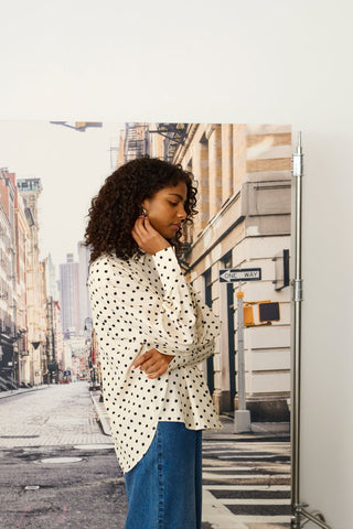 Kaffe Spotted Blouse Ivory and Black Oscarna - MMJs Fashion