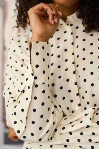 Kaffe Spotted Blouse Ivory and Black Oscarna - MMJs Fashion