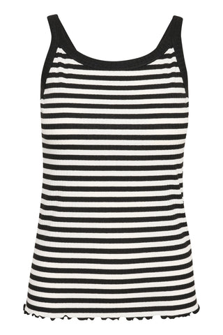 Kaffe Vest Top Black Ivory Stripe Amanda - MMJs Fashion