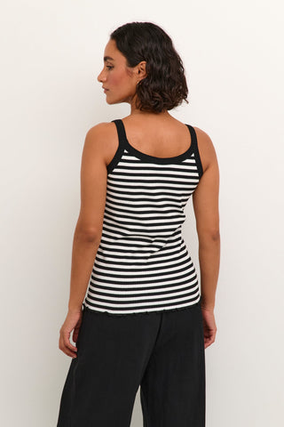 Kaffe Vest Top Black Ivory Stripe Amanda - MMJs Fashion