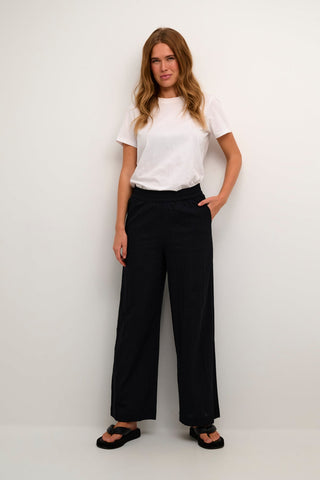 Kaffe Wide Leg Trousers in Black Pauline - MMJs Fashion