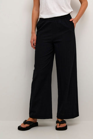 Kaffe Wide Leg Trousers in Black Pauline - MMJs Fashion