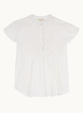 M.A.B.E Cotton and Lace Short Sleeve Top White Freya - MMJs Fashion