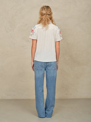 M.A.B.E Embroidered Blouse Ecru Multi Ruby - MMJs Fashion