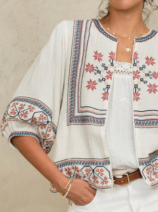 M.A.B.E Embroidered Jacket Ecru Calista - MMJs Fashion
