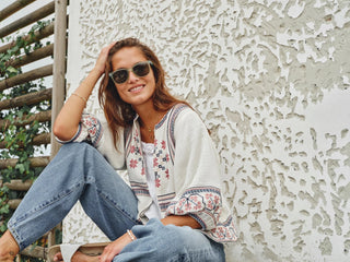 M.A.B.E Embroidered Jacket Ecru Calista - MMJs Fashion