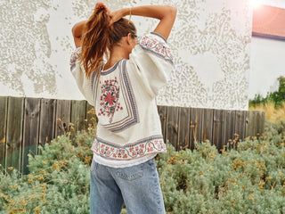 M.A.B.E Embroidered Jacket Ecru Calista - MMJs Fashion