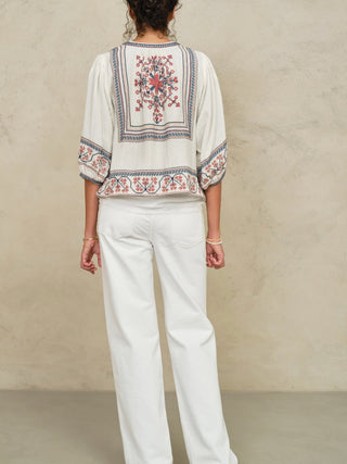 M.A.B.E Embroidered Jacket Ecru Calista - MMJs Fashion