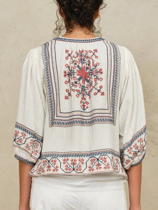 M.A.B.E Embroidered Jacket Ecru Calista - MMJs Fashion