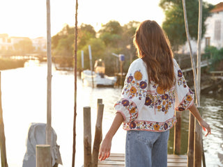 M.A.B.E Embroidered Jacket Ecru Multi Greta - MMJs Fashion