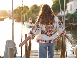 M.A.B.E Embroidered Jacket Ecru Multi Greta - MMJs Fashion