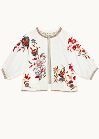 M.A.B.E Embroidered Jacket Ecru Multi Ori - MMJs Fashion