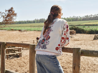 M.A.B.E Embroidered Jacket Ecru Multi Ori - MMJs Fashion