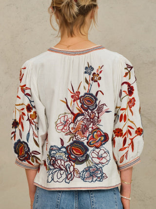 M.A.B.E Embroidered Jacket Ecru Multi Ori - MMJs Fashion