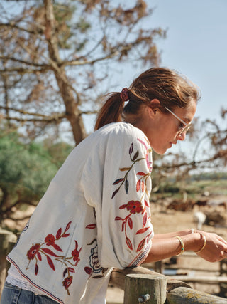 M.A.B.E Embroidered Jacket Ecru Multi Ori - MMJs Fashion