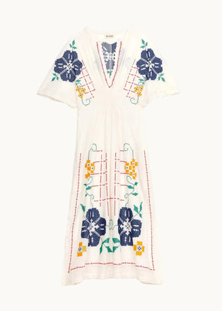 M.A.B.E Embroidered Maxi Dress Ecru Multi Laney - MMJs Fashion