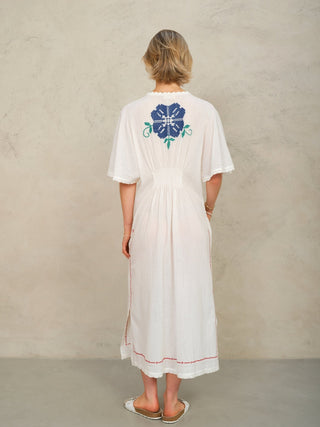M.A.B.E Embroidered Maxi Dress Ecru Multi Laney - MMJs Fashion