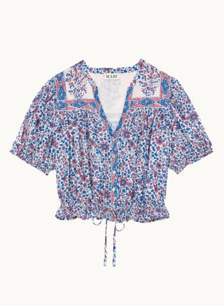 M.A.B.E Floral Print Blouse Blue Pink Della - MMJs Fashion