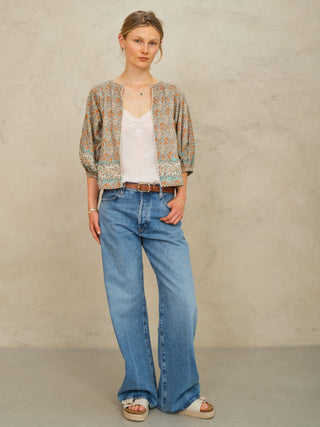 M.A.B.E Floral Print Cotton Silk Jacket Multi Jaci - MMJs Fashion
