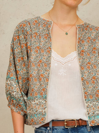 M.A.B.E Floral Print Cotton Silk Jacket Multi Jaci - MMJs Fashion