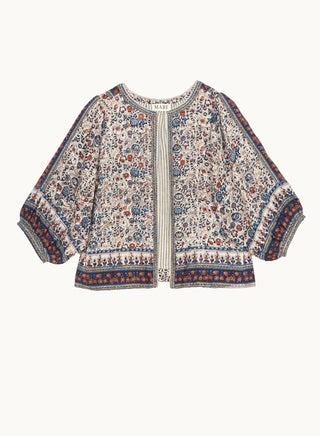 M.A.B.E Floral Print Jacket Indigo Rust Cass - MMJs Fashion