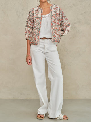 M.A.B.E Floral Print Jacket Rust Khaki Della - MMJs Fashion