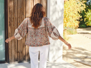 M.A.B.E Floral Print Jacket Rust Khaki Della - MMJs Fashion