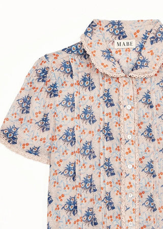 M.A.B.E Print Blouse Blue Multi Aster - MMJs Fashion