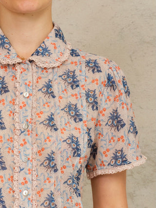 M.A.B.E Print Blouse Blue Multi Aster - MMJs Fashion