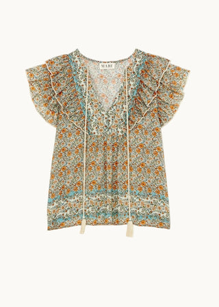 M.A.B.E Print Frill Top Multi Jaci - MMJs Fashion