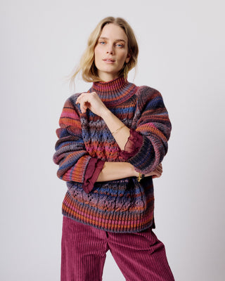 Moliin Cable Knit Jumper Brown Blue Ditte - MMJs Fashion