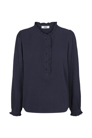 Moliin Cotton Ruffle Blouse Blue Geneva - MMJs Fashion