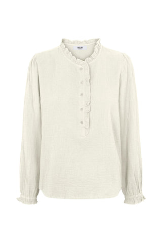 Moliin Cotton Ruffle Blouse Ivory Geneva - MMJs Fashion