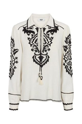 Moliin Embroidered Cotton Blouse Ivory Florencia - MMJs Fashion