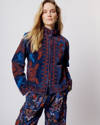 Moliin Embroidered Pattern Jacket Navy Blue Cleo - MMJs Fashion
