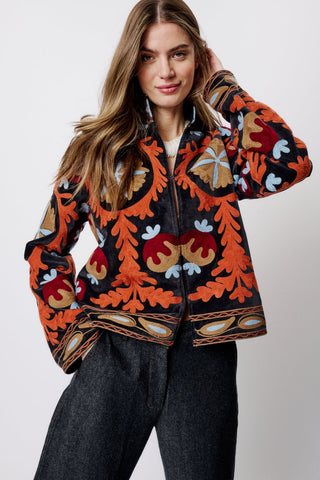 Moliin Patterned Jacket Dark Grey Orange Blue Claudia - MMJs Fashion