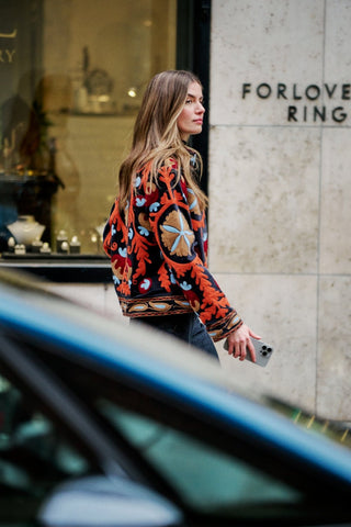Moliin Patterned Jacket Dark Grey Orange Blue Claudia - MMJs Fashion
