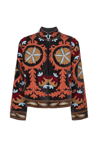 Moliin Patterned Jacket Dark Grey Orange Blue Claudia - MMJs Fashion