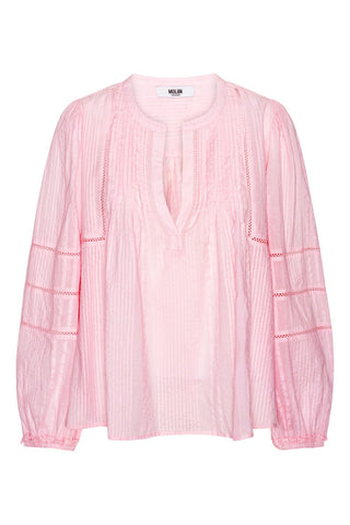 Moliin Pleated Cotton Blouse Pink Kayla - MMJs Fashion