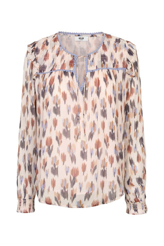 Moliin Print Blouse Blue Beige Bo - MMJs Fashion