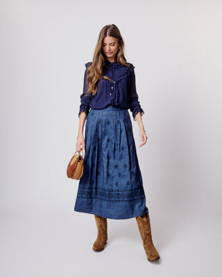 Moliin Ruffle Tie Neck Blouse Blue Felantrix - MMJs Fashion