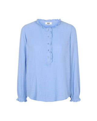 Moliin Ruffle Trim Blouse Blue Geneva - MMJs Fashion