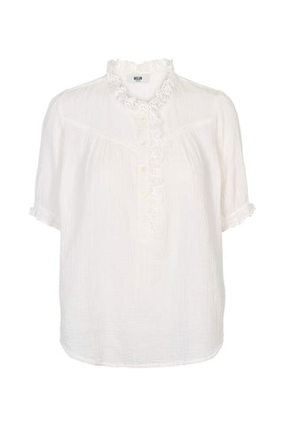 Moliin Ruffle Trim Blouse White Bryanna - MMJs Fashion