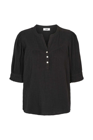 Moliin Short Sleeve Blouse Black Owen - MMJs Fashion