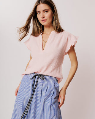 Moliin Short Sleeve Blouse Pink Andrianna - MMJs Fashion