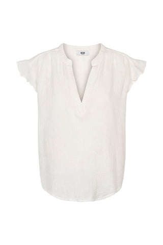 Moliin Short Sleeve Blouse White Andrianna - MMJs Fashion