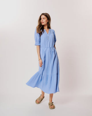 Moliin Short Sleeve Cotton Dress Blue Alex - MMJs Fashion