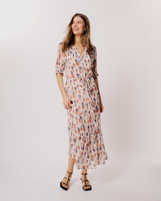 Moliin Short Sleeve Print Dress Blue Signe - MMJs Fashion