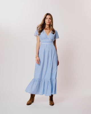 Moliin Short Sleeve Striped Dress Blue Trish - MMJs Fashion