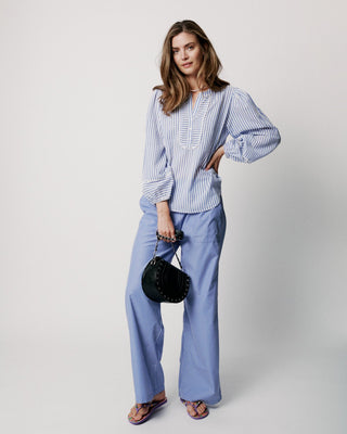 Moliin Striped Cotton Blouse Blue Celine - MMJs Fashion
